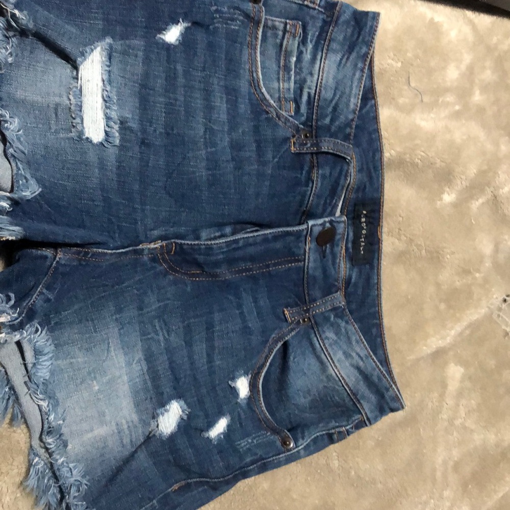 Aeropostale high waisted midi blue Jean shorts size 8